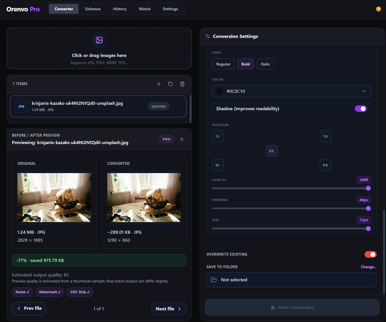 Before/After preview preview